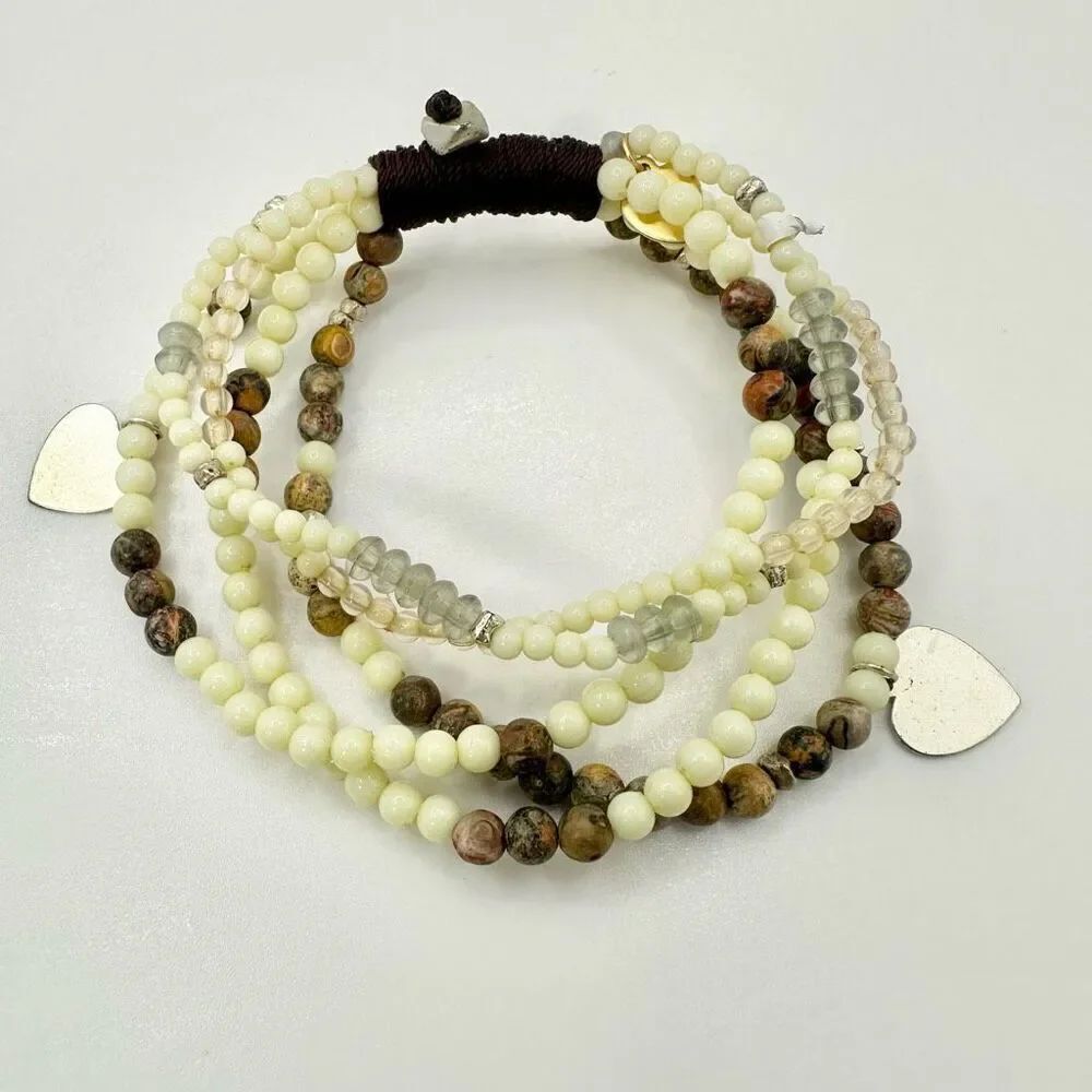 leopard skin jasper multi strand beaded bracelet
